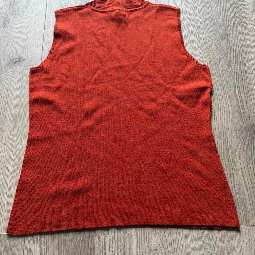 Dressbarn Burnt Orange Neck Sleeveless Sweater Women's XL Lightweight Knit Top